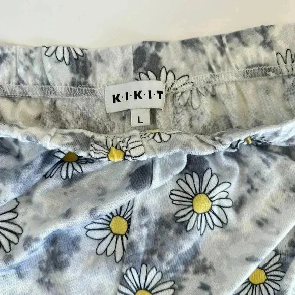 KIKIT Daisy Tye Dye Matching Shirt / Short Set Women's Size Large 90s Y2K - Picture 10 of 11